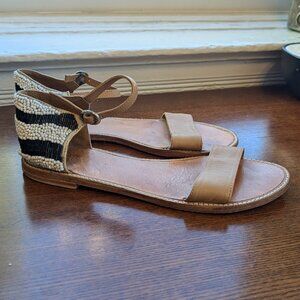 Anthropologie Beaded Leather Sandals